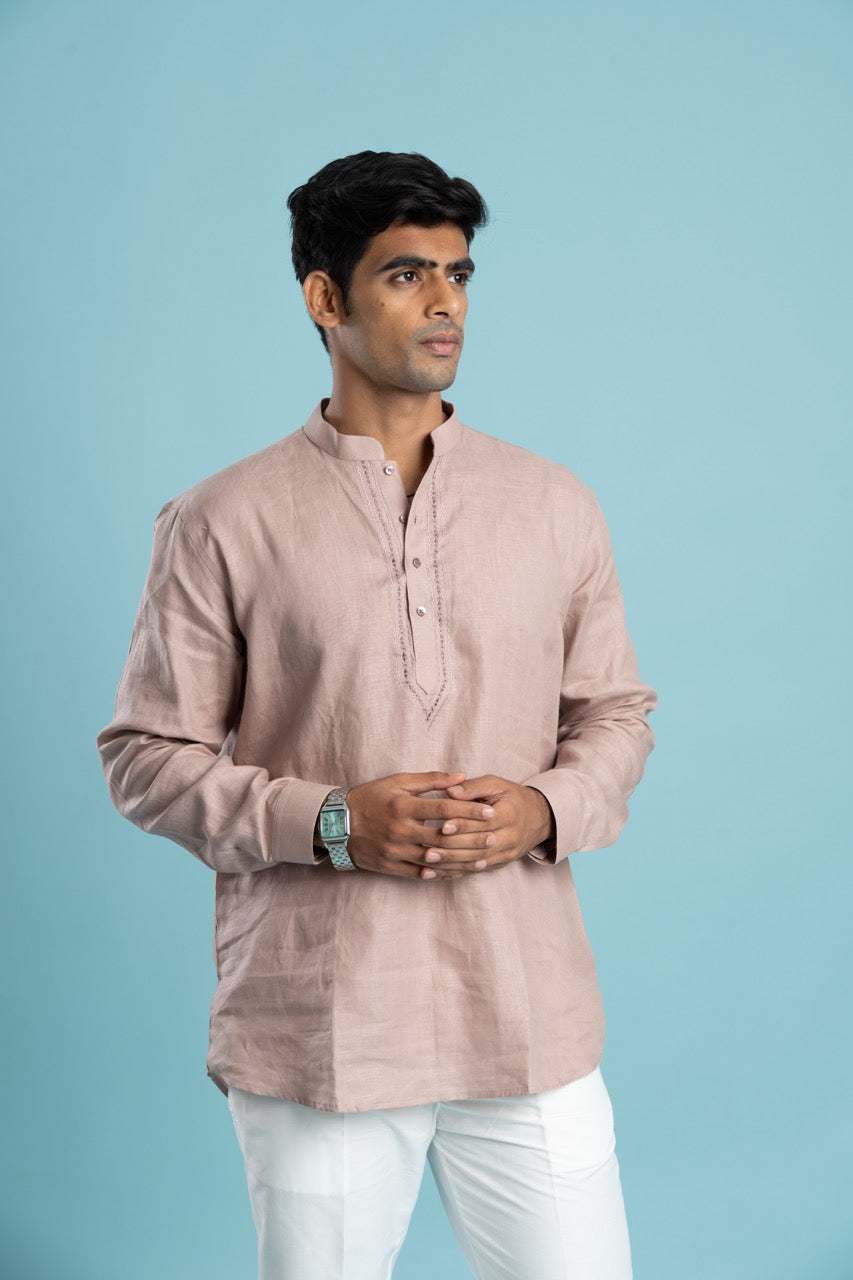 Linen short kurta for men