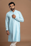 Soft Light Blue Pintuck Kurta for men