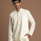 Soft Ivory-White Pintuck Kurta with Embroidery for men