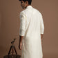 Soft Ivory-White Pintuck Kurta with Embroidery for men
