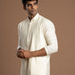 Soft Ivory-White Pintuck Kurta with Embroidery for men