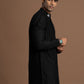 Black Pintuck Kurta with Embroidery for men