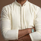 Soft Ivory-White Pintuck Kurta with Embroidery for men