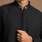 Black Pintuck Kurta with Embroidery for men