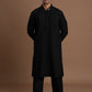 Black Pintuck Kurta with Embroidery for men
