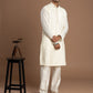 Soft Ivory-White Pintuck Kurta with Embroidery for men