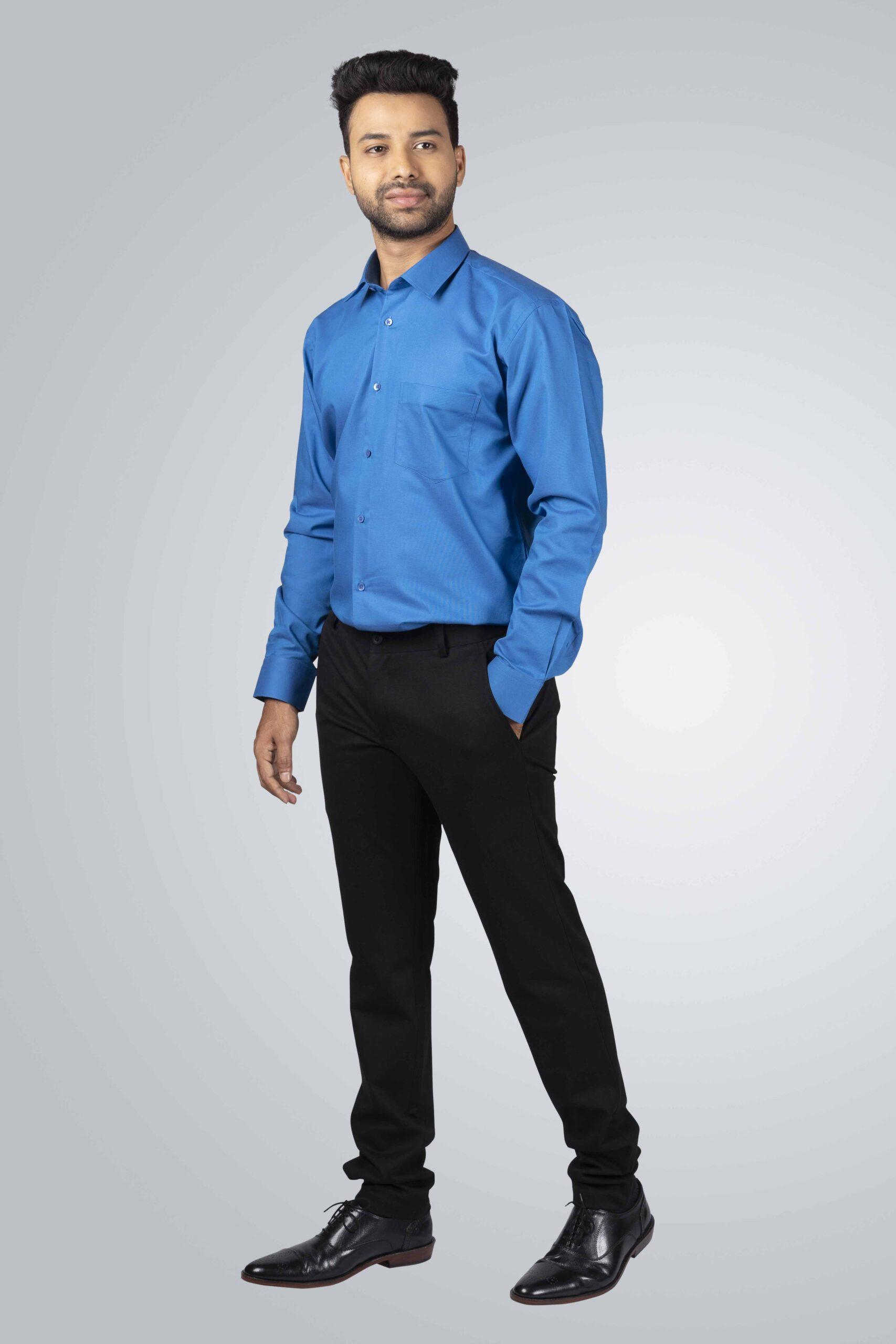 Second Life Marketplace - Mens Blue Shirt and Belted Black Trousers